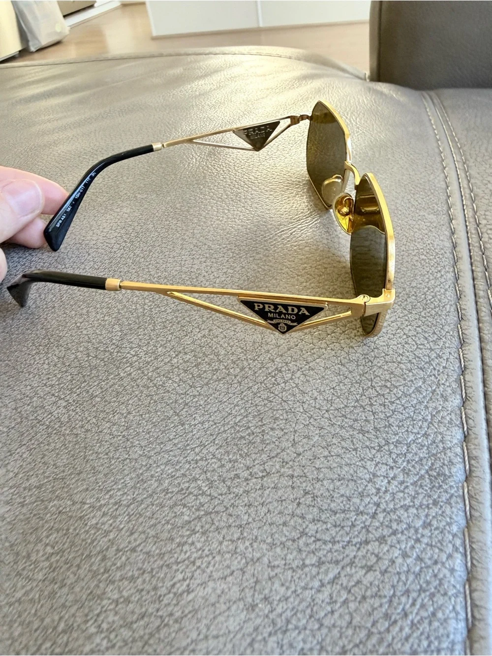 Prada Men’s Gold Frame with Brown Lenses Sunglasses PR A51S
